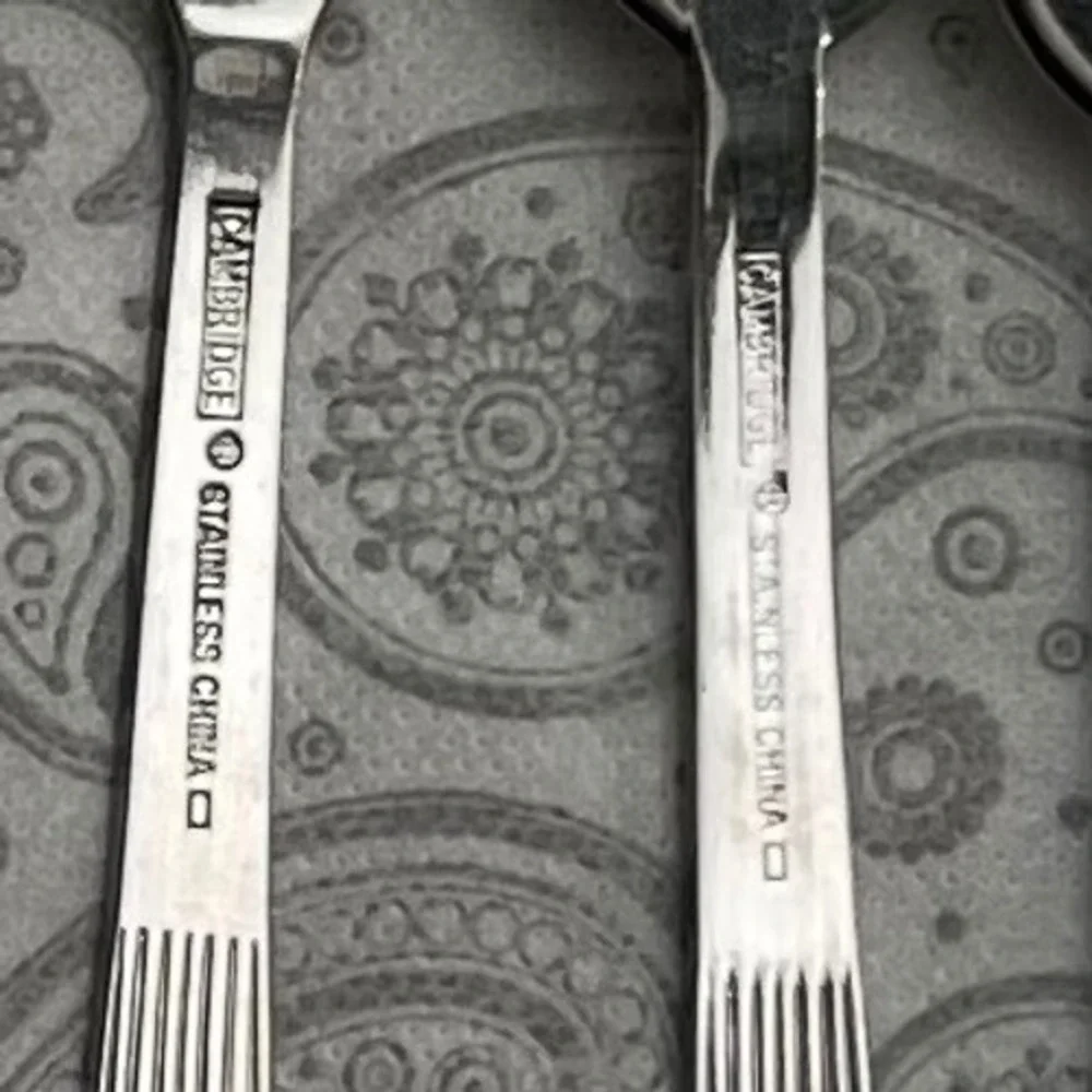 Cambridge Stainless Flatware Set 13pc Ribbed Pleated Handle Spoons and Forks